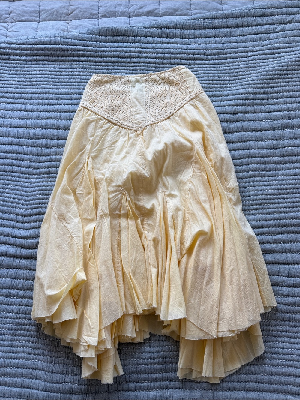 Free people yellow Tiered Midi Skirt